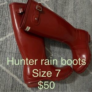 Hunter Red Rain Boots Size 7